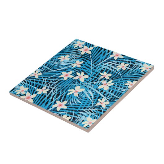 Carreau Motif bleu de palmettes (Côté)