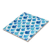 Carreau Motif bleu d'échelle d'aquarelle (Côté)