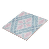 Carreau motif bleu en forme de diamant (Côté)