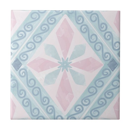 Carreau motif bleu en forme de diamant (Devant)