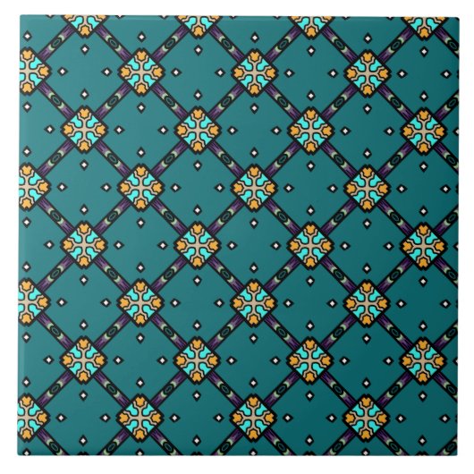 Carreau Motif bleu et vert #1 (Devant)