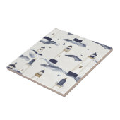 Carreau Motif bleu phare nautique côtier (Côté)