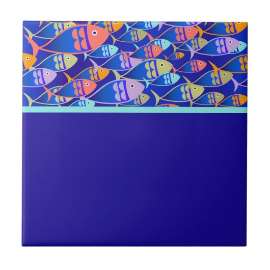 Carreau motif bleu poisson Abstrait (Devant)
