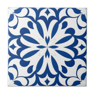 Carreau Motif bleu sur fond blanc