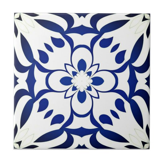 Carreau Motif bleu sur fond blanc (Devant)
