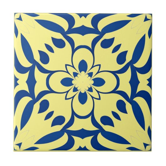 Carreau Motif bleu sur fond jaune (Devant)