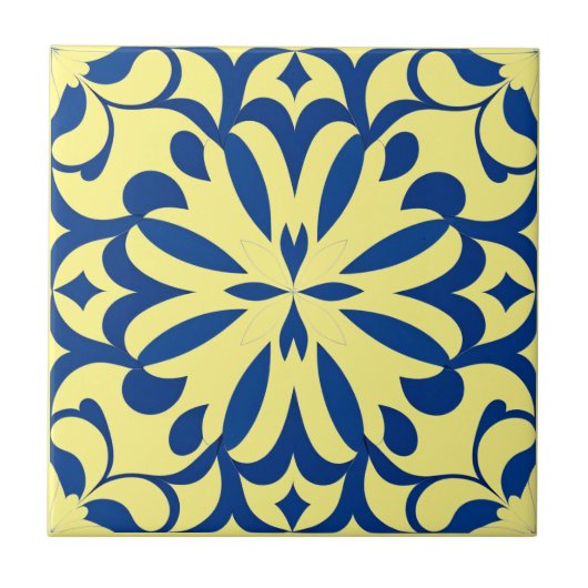 Carreau Motif bleu sur fond jaune (Devant)