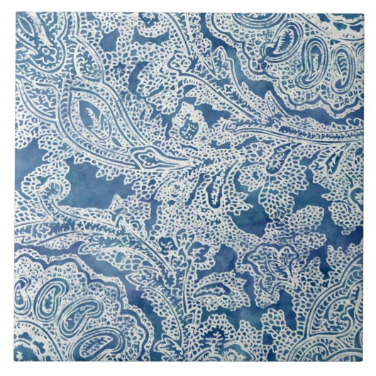 Carreau Motif Blue Boho Lace Paisley (Devant)