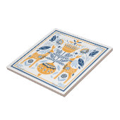 Carreau Motif Blue Gold Deer Hygge (Côté)