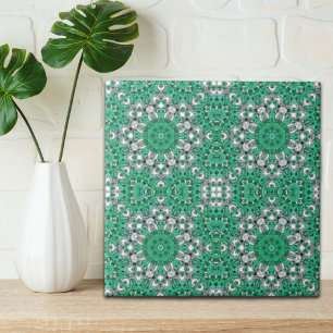 Carreau motif bohème chic vert émeraude mandala