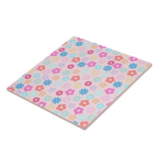 Carreau Motif Boho Rose Daisy Flowers (Côté)