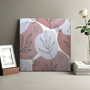 Carreau Motif botanique abstrait rose poussiéreux et vert