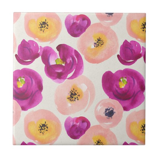 Carreau Motif botanique d'aquarelle (Devant)