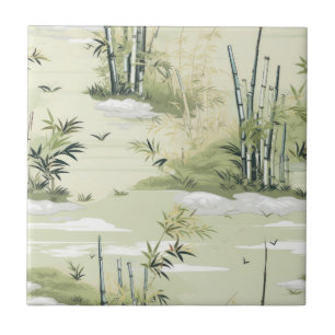 Carreau Motif botanique de la forêt de bambou Zen (1)