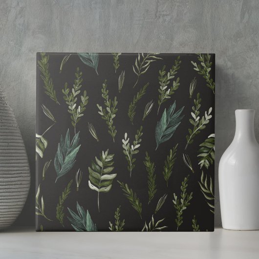 Carreau Motif Botanique Feuilles Vertes