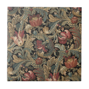 Carreau Motif botanique floral botanique vintage sombre et