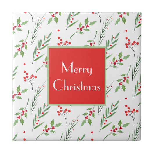 Carreau Motif botanique mixte de Noël (Devant)