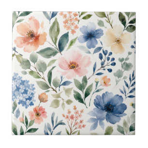 Carreau Motif botanique moderne de fleurs sauvages à l'aqu