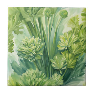 Carreau Motif botanique vert de céleri luxuriant