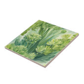 Carreau Motif botanique vert de céleri luxuriant (Côté)