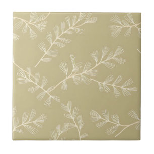 Carreau Motif botanique vert sauge avec feuille dessinée à