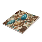 Carreau Motif Cacao Turquoise Brun Doré (Côté)
