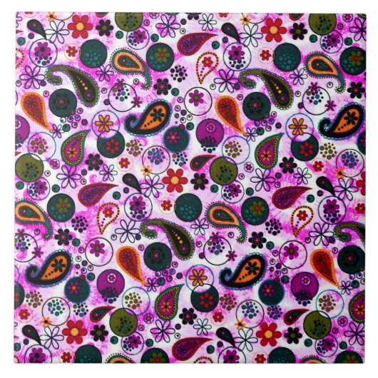 Carreau Motif cachemire coloré (Devant)