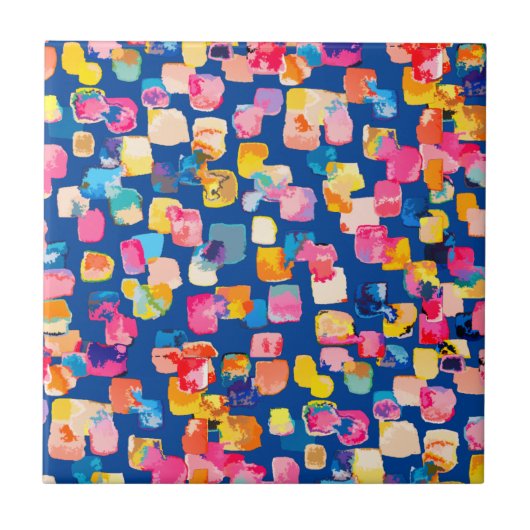 Carreau Motif Carré Abstrait peint brillamment (Devant)