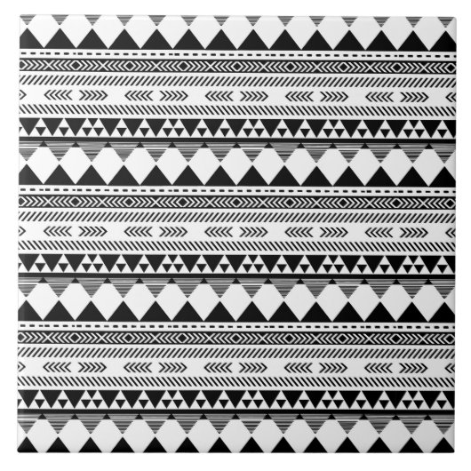 Carreau motif carrelé noir blanc aztèque (Devant)