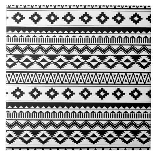 Carreau motif carrelé noir blanc aztèque cool (Devant)