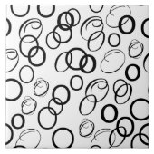 Carreau Motif Cercle noir et blanc Abstrait (Devant)