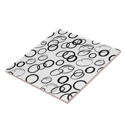Carreau Motif Cercle noir et blanc Abstrait (Côté)
