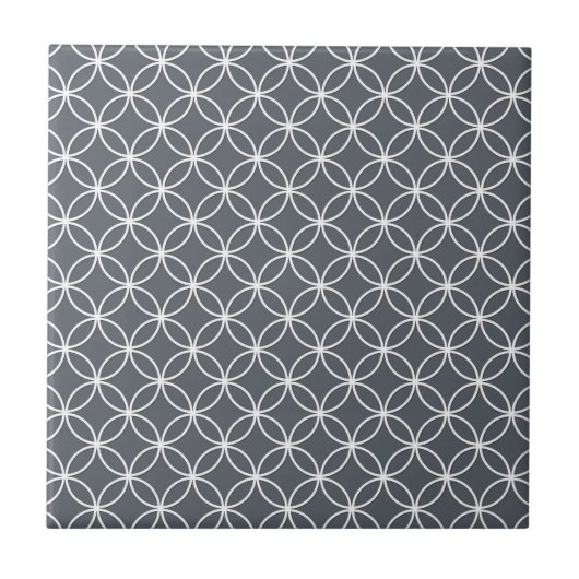 Carreau Motif Cercles Gris Acier et Blanc (Devant)