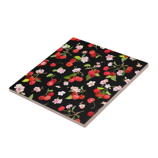 Carreau Motif cerise 2 (Côté)