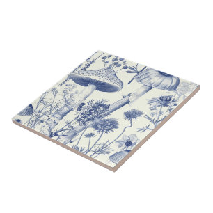Carreau Motif champignon Toile De Jouy de cuisine vintage