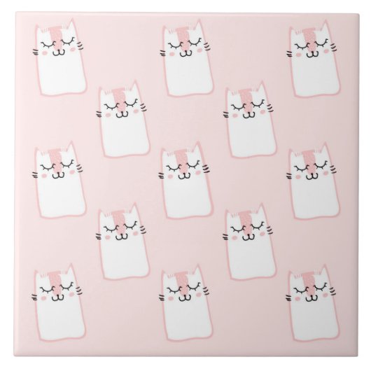 Carreau Motif chat chaton mignon dormant (Devant)