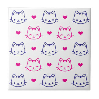 Carreau Motif Chats et Cœurs Roses pour les Amoureux des C