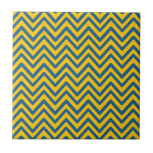 Carreau Motif Chevron Rétro Vintage Jaune Bleu