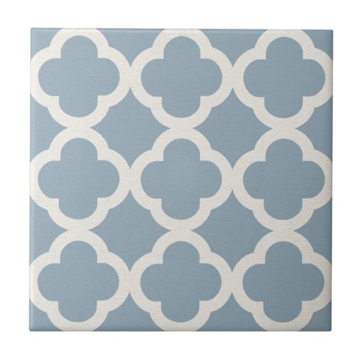 Carreau Motif chic de Quatrefoil dans le bleu sur le (Devant)