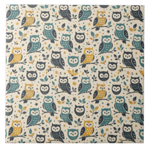 Carreau Motif Chouette Fantaisiste - Conception Inspirée d