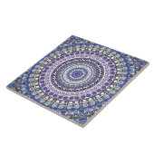 Carreau Motif circulaire géométrique Mandala bleu et viole (Côté)