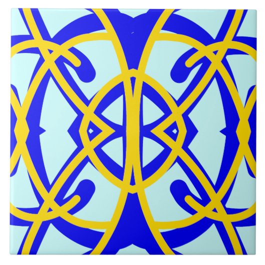 Carreau Motif classique bleu et jaune vibrant (Devant)