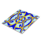 Carreau Motif classique bleu et jaune vibrant (Côté)
