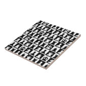 Carreau Motif classique de tableau d'échec noir et blanc (Côté)
