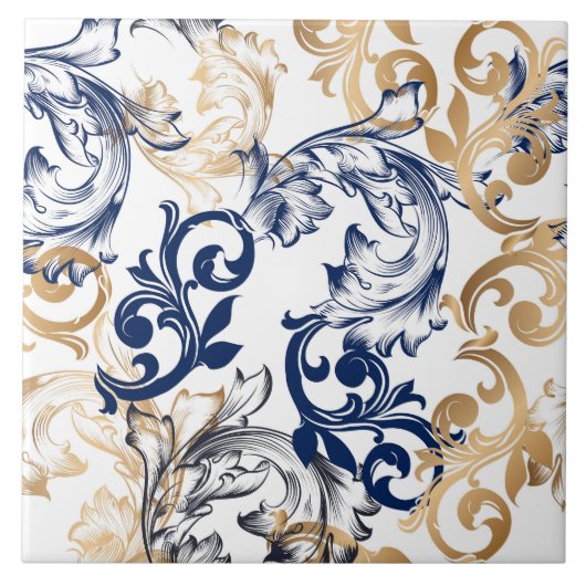 Carreau Motif classique rétro de style baroque (Devant)