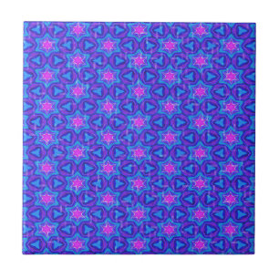 Carreau Motif coloré bleu vif et rose chaud