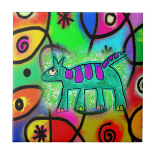 Carreau Motif coloré de tuile de céramique Whimsical Dog