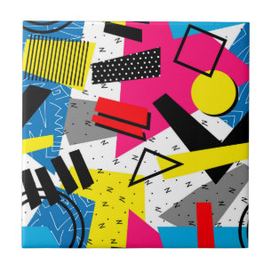 Carreau Motif coloré des années 80 géométriques Abstraites