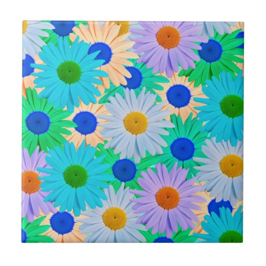Carreau Motif coloré Fleurs marguerites (Devant)