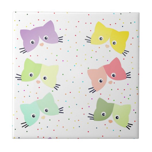 Carreau Motif coloré Happy Kittens (Devant)